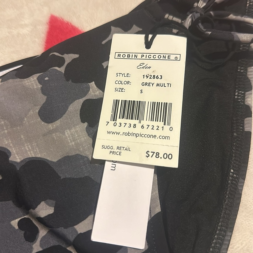NWT Robin Piccone M Eden Camo grey multi Side Tie Bikini Bottom Swimsuit - Picture 8 of 10